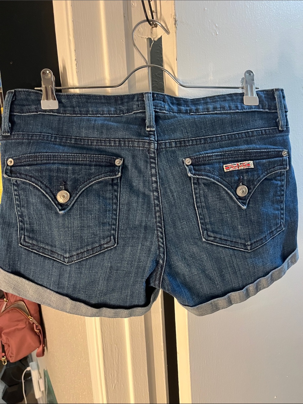 Hudson Jeans Dark Blue Rolled Cuff Denim Shorts